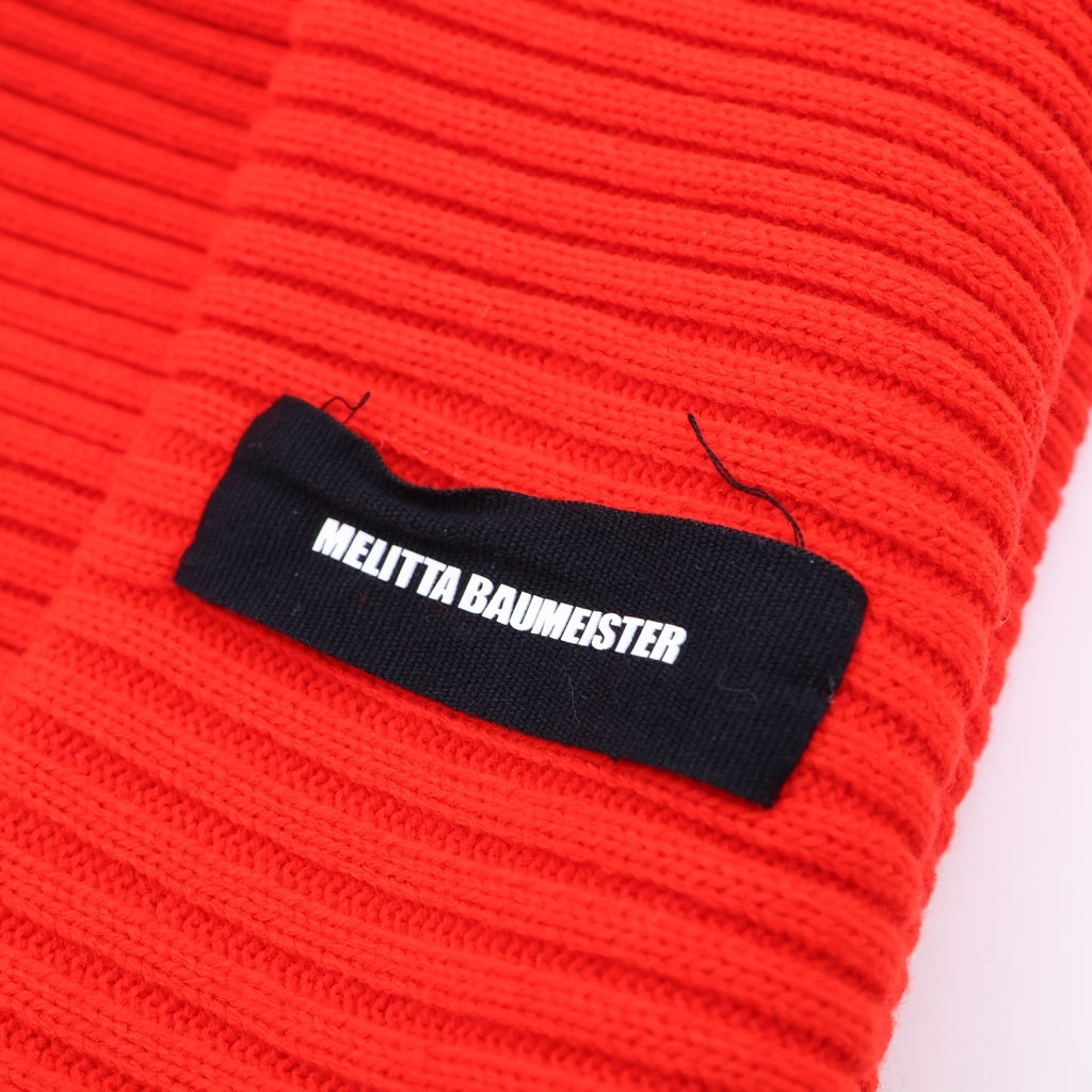 NO BRAND(ノーブランド) MELITTA BAUMEISTER (メリッタバウマイスター) ロゴパッチ ニットキャップ ビーニー 帽子 レッド