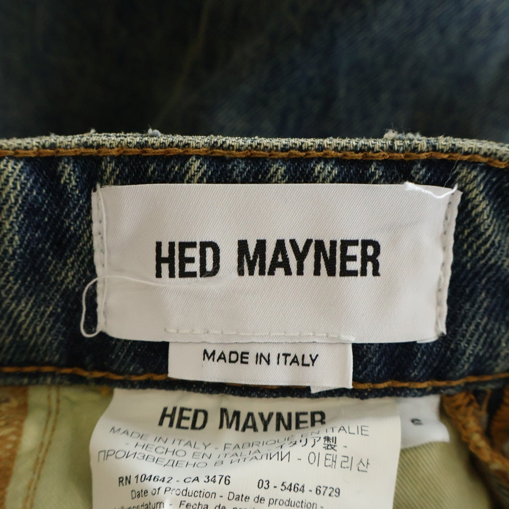 HED MAYNER(ヘドメイナー) 25AW DENIM PANTS ロゴパッチ ジップフライデニムパンツ ジーンズ インディゴ HMMB67030A