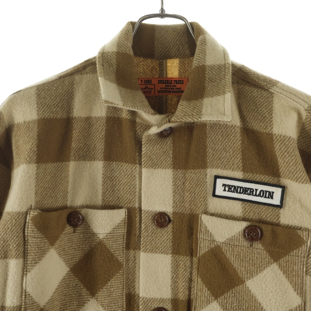 TENDERLOIN(テンダーロイン) T-BUFFALO JKT Tバッファロー くるみボタン チェック柄ウールジャケット ブラウン