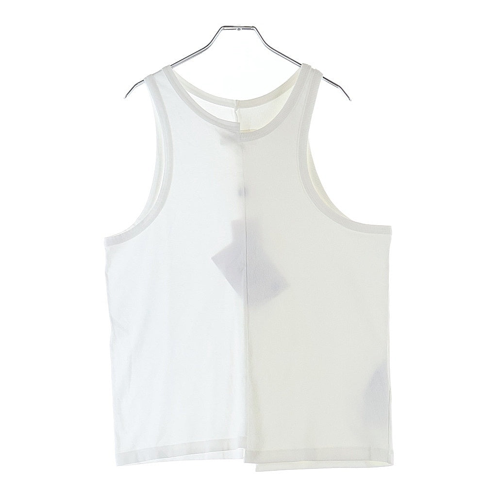 Maison Margiela(メゾンマルジェラ) 23SS 再構築 ドッキング加工 タンクトップ ノースリーブカットソー ホワイト S52NL0061