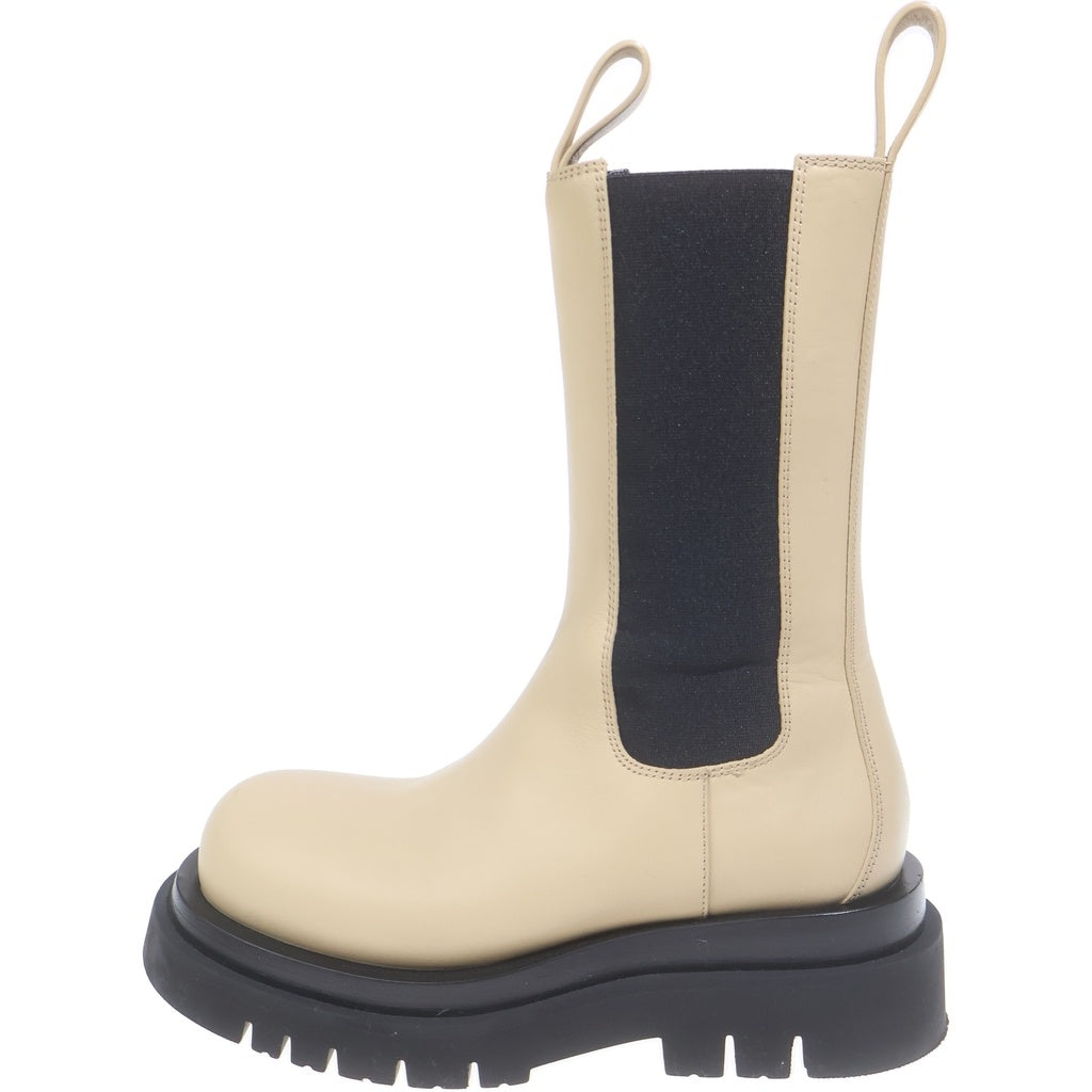 BOTTEGA VENETA(ボッテガヴェネタ) LUG BOOTS ラグ サイドゴア レザーロングブーツ レディース ベージュ