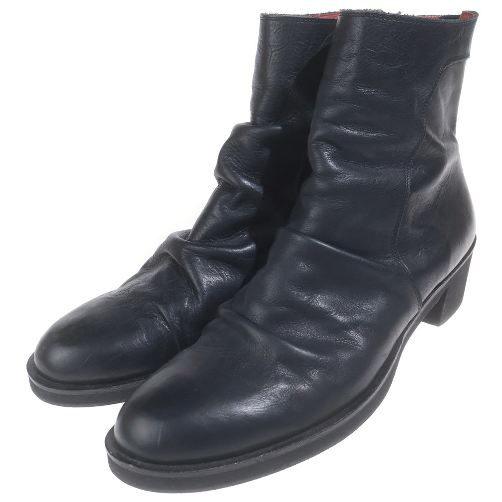 NO ID.(ノーアイディ) DRAPE HEEL BOOTS ドレープ ジップアップ ヒールブーツ ブラック 845208-96F