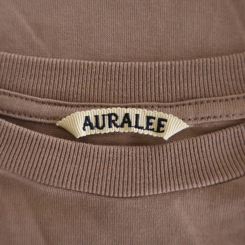 AURALEE(オーラリー) 19AW LUSTER PLAITING L/S TEE ラスター プレーティング ロングスリーブ クルーネック 長袖Tシャツ カットソー ピンク A9AP01GT