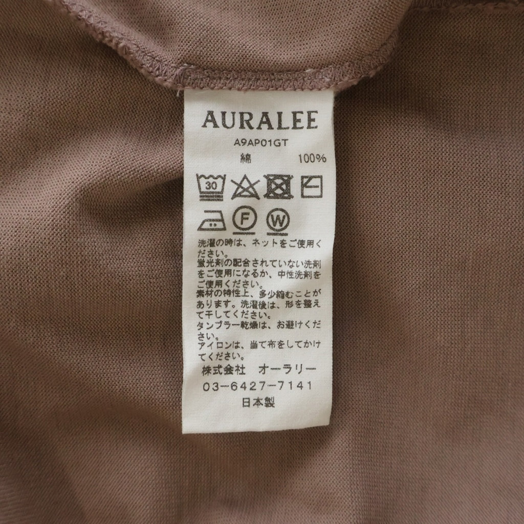 AURALEE(オーラリー) 19AW LUSTER PLAITING L/S TEE ラスター プレーティング ロングスリーブ クルーネック 長袖Tシャツ カットソー ピンク A9AP01GT