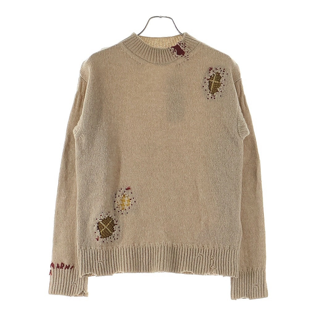 MARNI(マルニ) 24AW 袖ロゴ刺繍 モックネックニットセーター ベージュ GCMG0406Q0