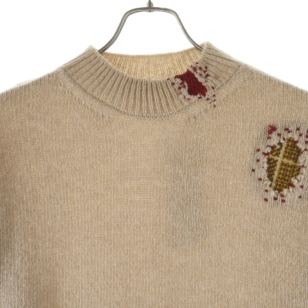 MARNI(マルニ) 24AW 袖ロゴ刺繍 モックネックニットセーター ベージュ GCMG0406Q0