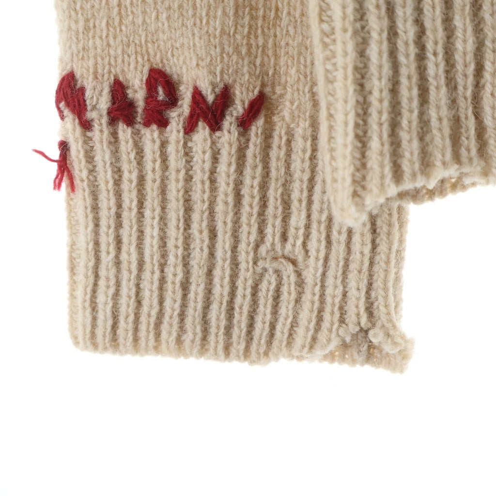 MARNI(マルニ) 24AW 袖ロゴ刺繍 モックネックニットセーター ベージュ GCMG0406Q0