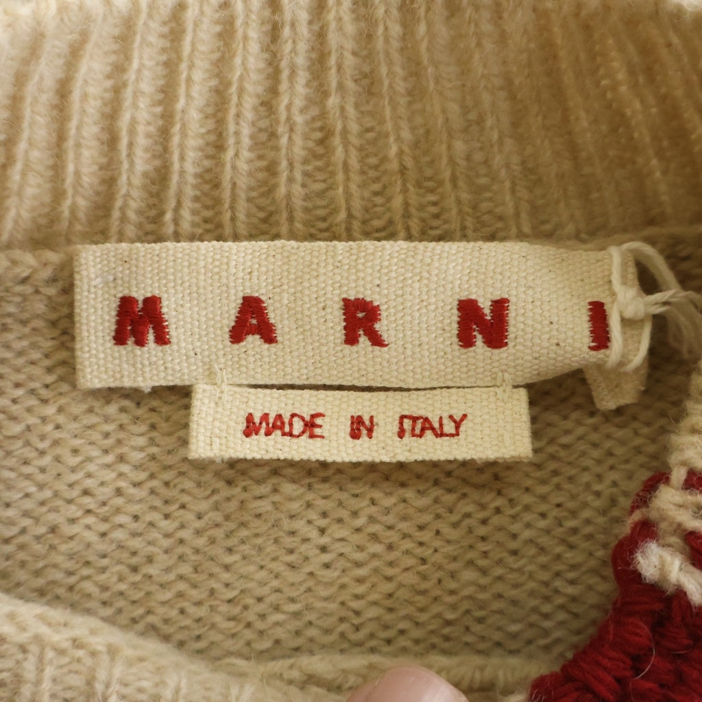 MARNI(マルニ) 24AW 袖ロゴ刺繍 モックネックニットセーター ベージュ GCMG0406Q0