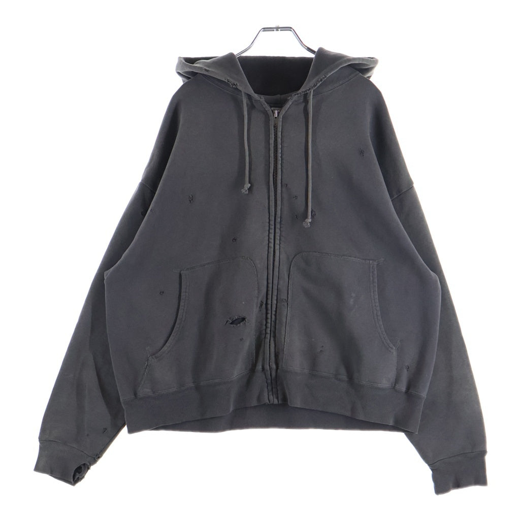 セントマイケル パーカー ダメージ加工 メンズ XL SAINT MICHAEL(セントマイケル) 23AW ZIP PARKA/DAMAGE/BLACK ダメージ