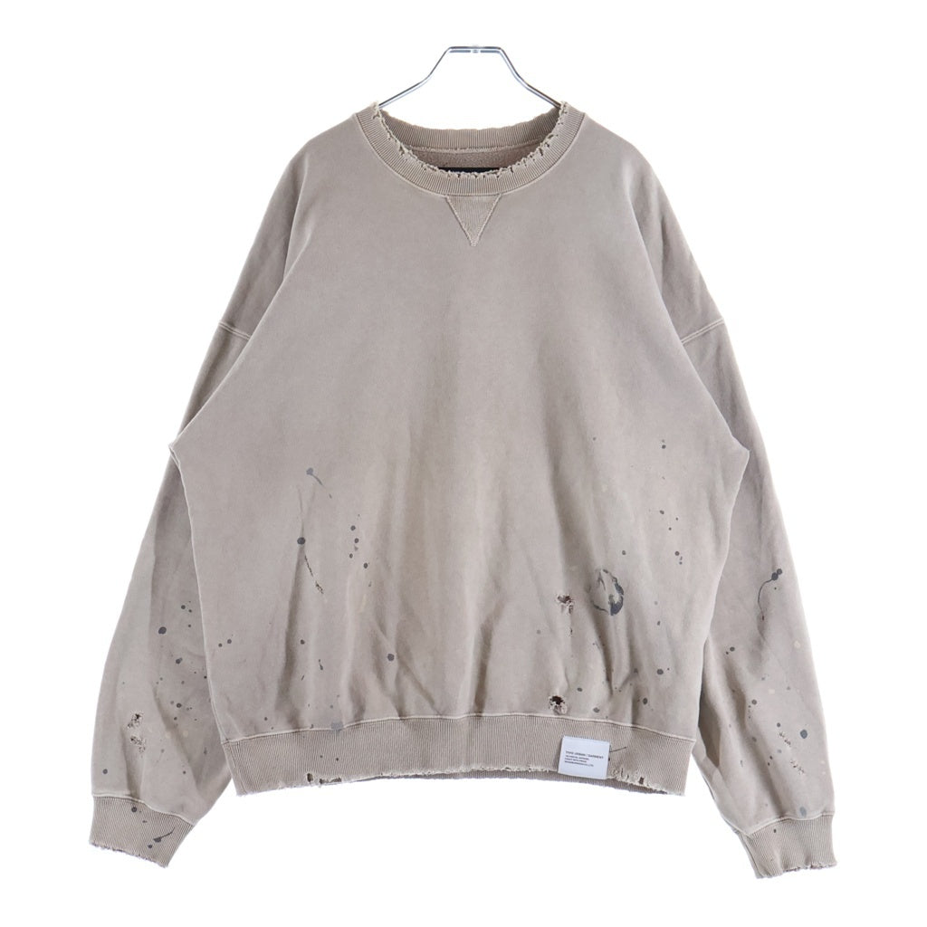 NEIGHBORHOOD(ネイバーフッド) 23AW DAMAGE SWEATSHIRT LS ダメージ加工 クルーネックスウェットトレーナー グレージュ 232OKNH-CSM01