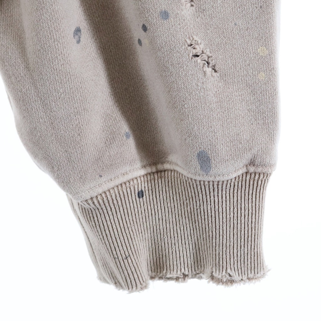 NEIGHBORHOOD(ネイバーフッド) 23AW DAMAGE SWEATSHIRT LS ダメージ加工 クルーネックスウェットトレーナー グレージュ 232OKNH-CSM01