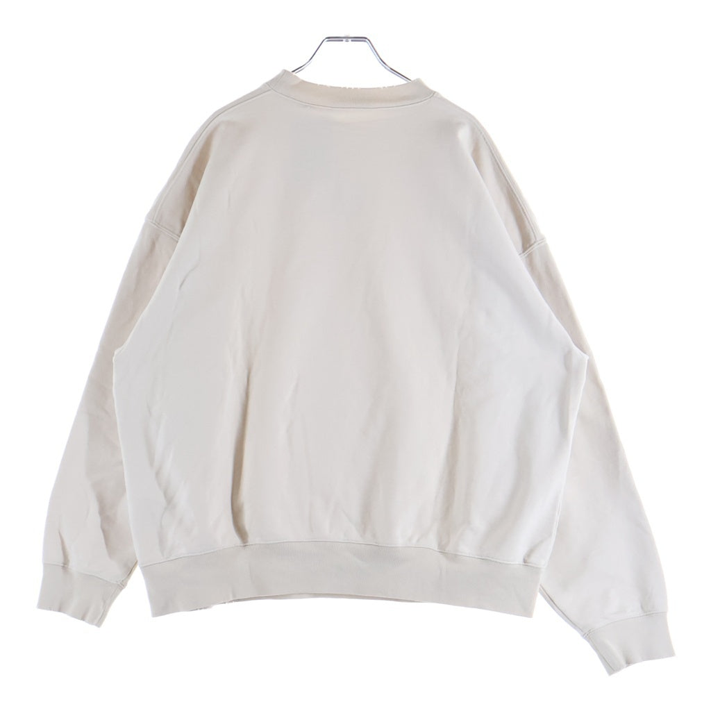 BALENCIAGA(バレンシアガ) 22SS UNITY SPORTS ICON SWEAT ロゴ刺繍 ダメージ加工 クルーネックスウェットトレーナー アイボリー 676629 TLVG1