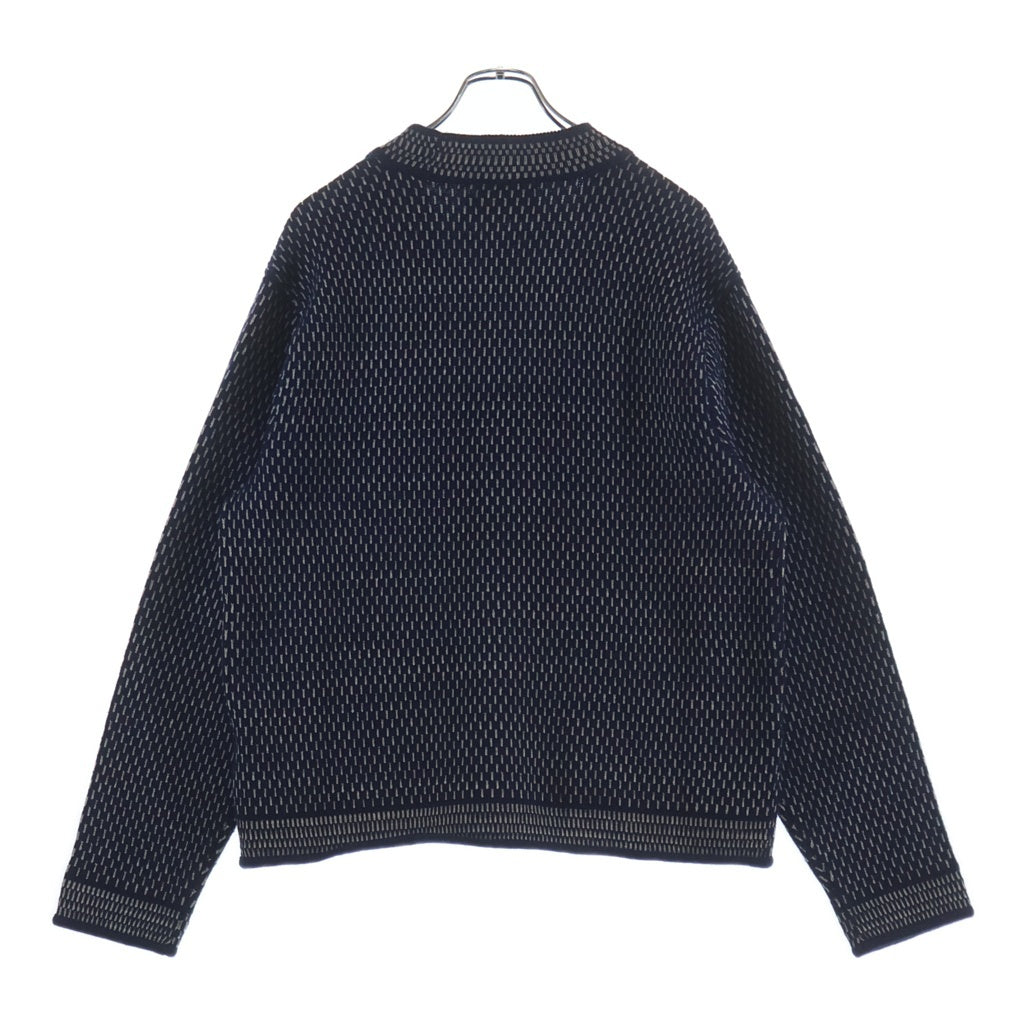 RRL(ダブルアールエル) COTTON-WOOL V-NECK CARDIGAN コットンウール 総柄刺繍 Vネックニットカーディガン ネイビー