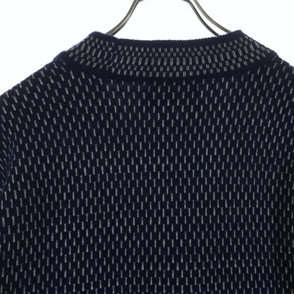 RRL(ダブルアールエル) COTTON-WOOL V-NECK CARDIGAN コットンウール 総柄刺繍 Vネックニットカーディガン ネイビー