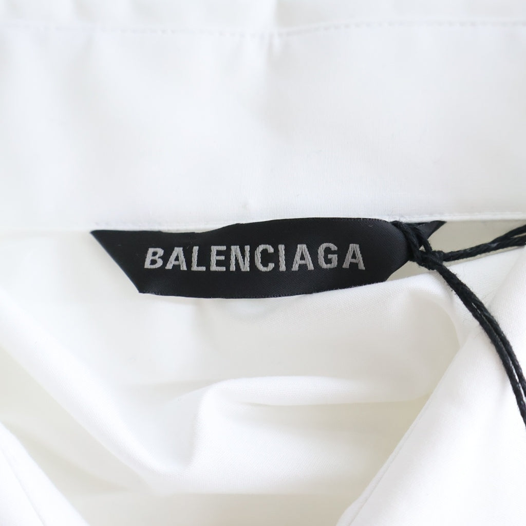 BALENCIAGA(バレンシアガ) 胸ロゴ刺繍 コットン 長袖ボタンシャツ ホワイト 830998 TRM28