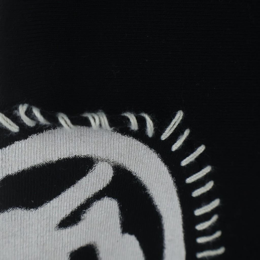 NO BRAND(ノーブランド) CHITO(チト) HAND-STITCHED SWEATPANT ハンドステッチ加工 フロントグラフィックプリント スウェットパンツ ブラック 241-50071001-15-S