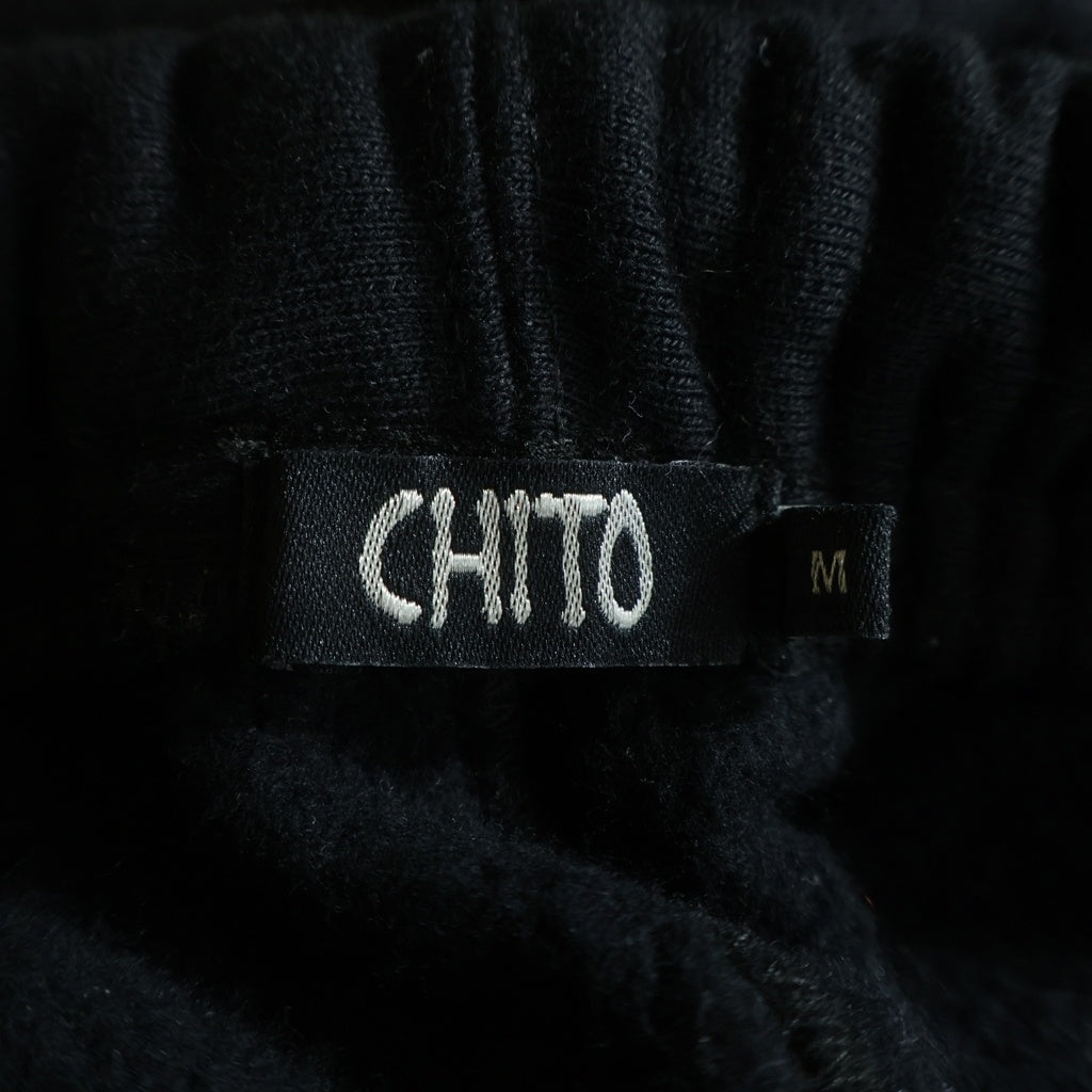 NO BRAND(ノーブランド) CHITO(チト) HAND-STITCHED SWEATPANT ハンドステッチ加工 フロントグラフィックプリント スウェットパンツ ブラック 241-50071001-15-S