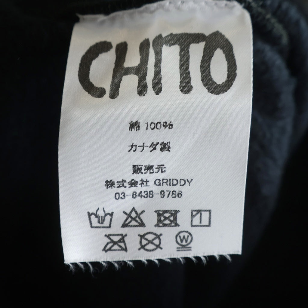 NO BRAND(ノーブランド) CHITO(チト) HAND-STITCHED SWEATPANT ハンドステッチ加工 フロントグラフィックプリント スウェットパンツ ブラック 241-50071001-15-S