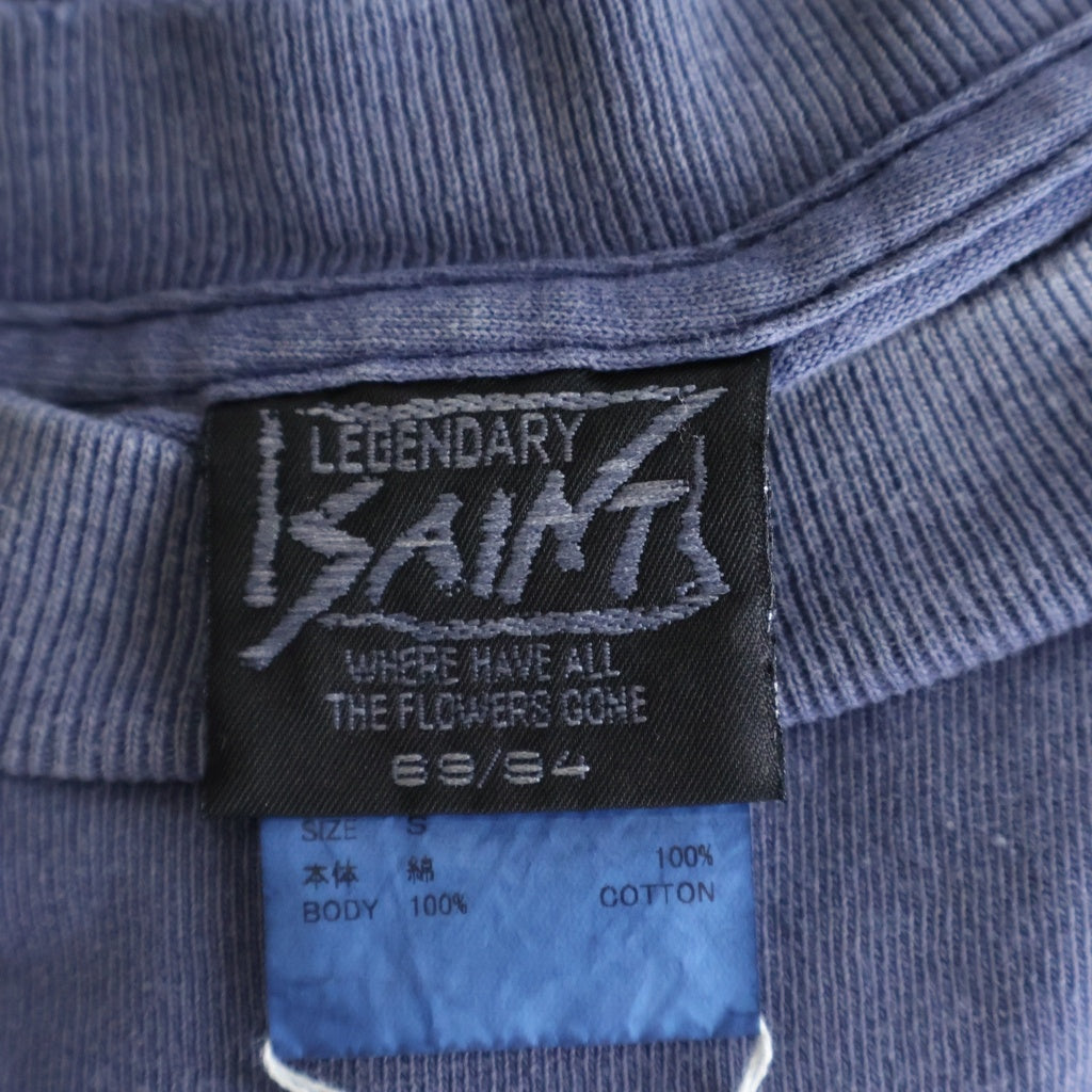 SAINT MICHAEL(セントマイケル) 25AW ×BABYLON BBLN_LS TEE/SAINT BABYLON バビロン ヴィンテージ加工 ブリード アームプリントTシャツ 長袖クルーネックカットソー ネイビー SM-HR1-0000-C49
