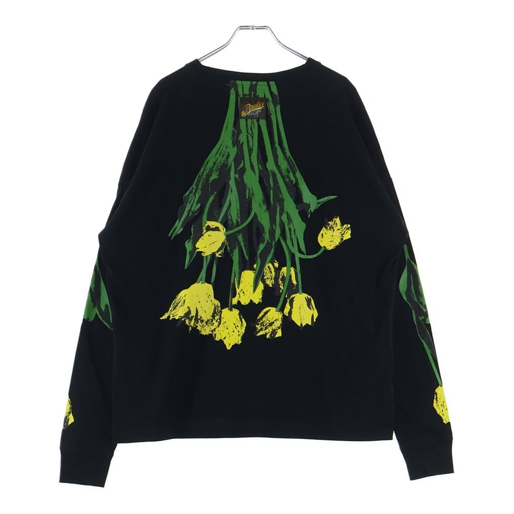 LOEWE(ロエベ) 25SS ×PAULA'S IBIZA FLORAL L/S T-SHIRT パウラズイビザ フローラルプリントTシャツ 長袖クルーネックカットソー ブラック H616Y23X31