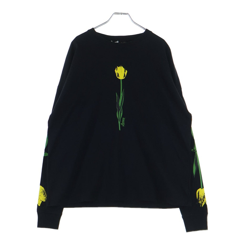 LOEWE(ロエベ) 25SS ×PAULA'S IBIZA FLORAL L/S T-SHIRT パウラズイビザ フローラルプリントTシャツ 長袖クルーネックカットソー ブラック H616Y23X31