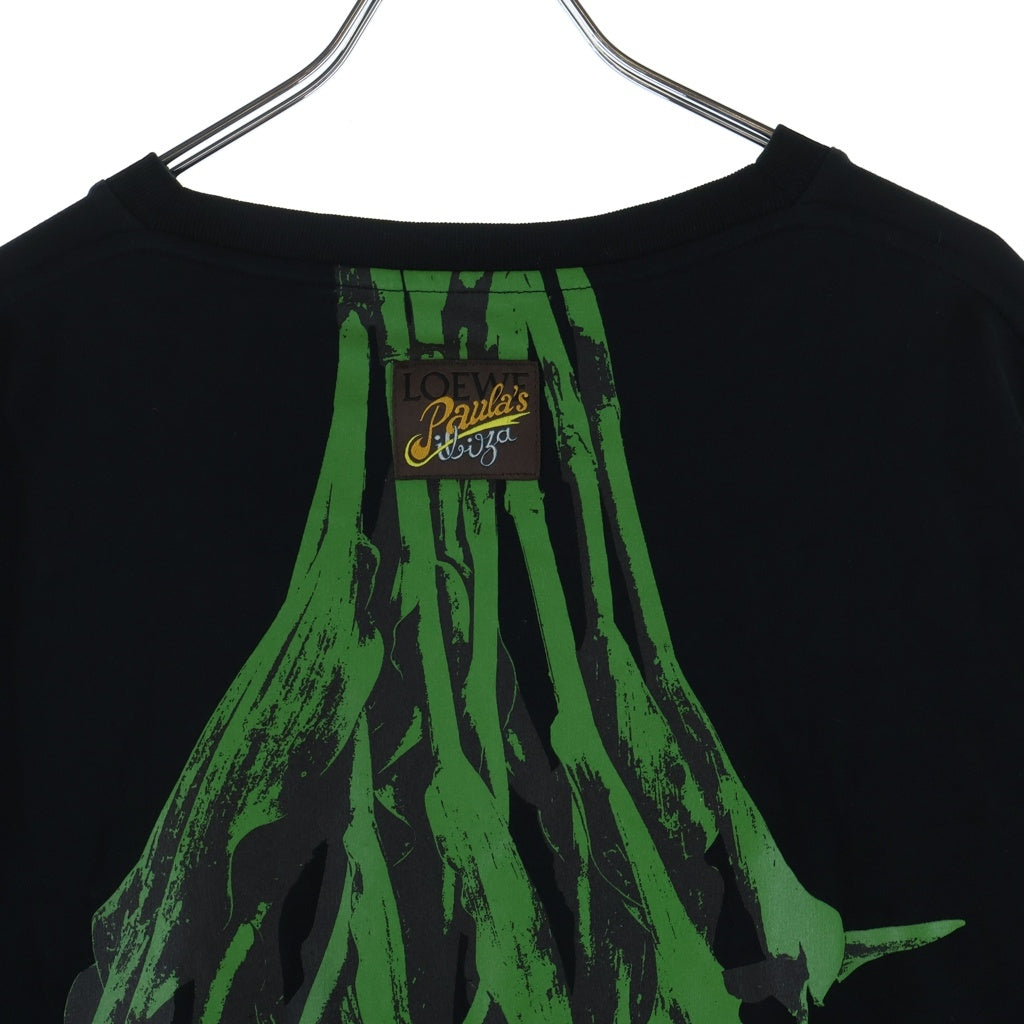LOEWE(ロエベ) 25SS ×PAULA'S IBIZA FLORAL L/S T-SHIRT パウラズイビザ フローラルプリントTシャツ 長袖クルーネックカットソー ブラック H616Y23X31