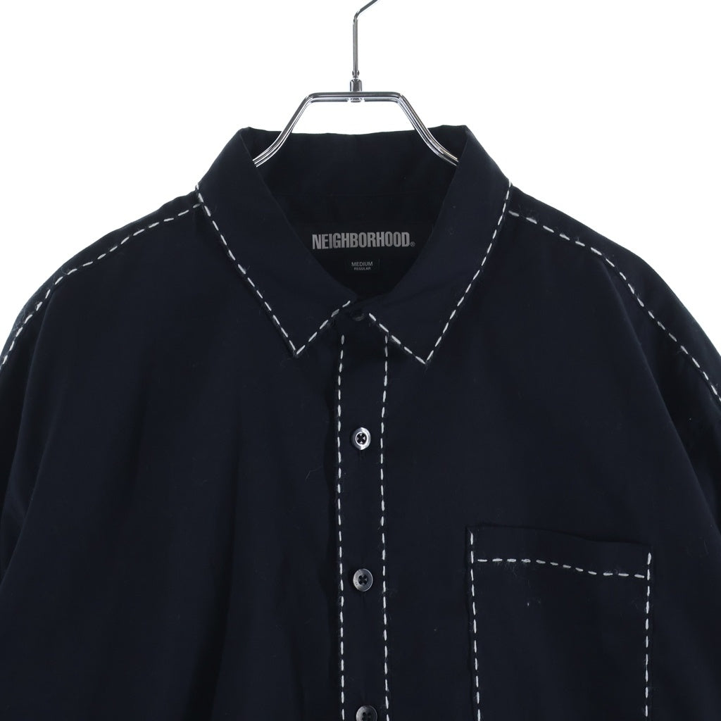 NEIGHBORHOOD(ネイバーフッド) 25SS HAND STITCHING SHIRT LS ハンドステッチ加工 長袖ボタンシャツ ブラック 251AQNH-SHM08