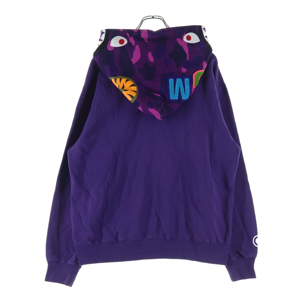 A BATHING APE(アベイシングエイプ) 90-00S OLD SHARK FULL ZIP HOODIE フランケンタグ シャーク スウェット フルジップアップパーカー フーディ パープル