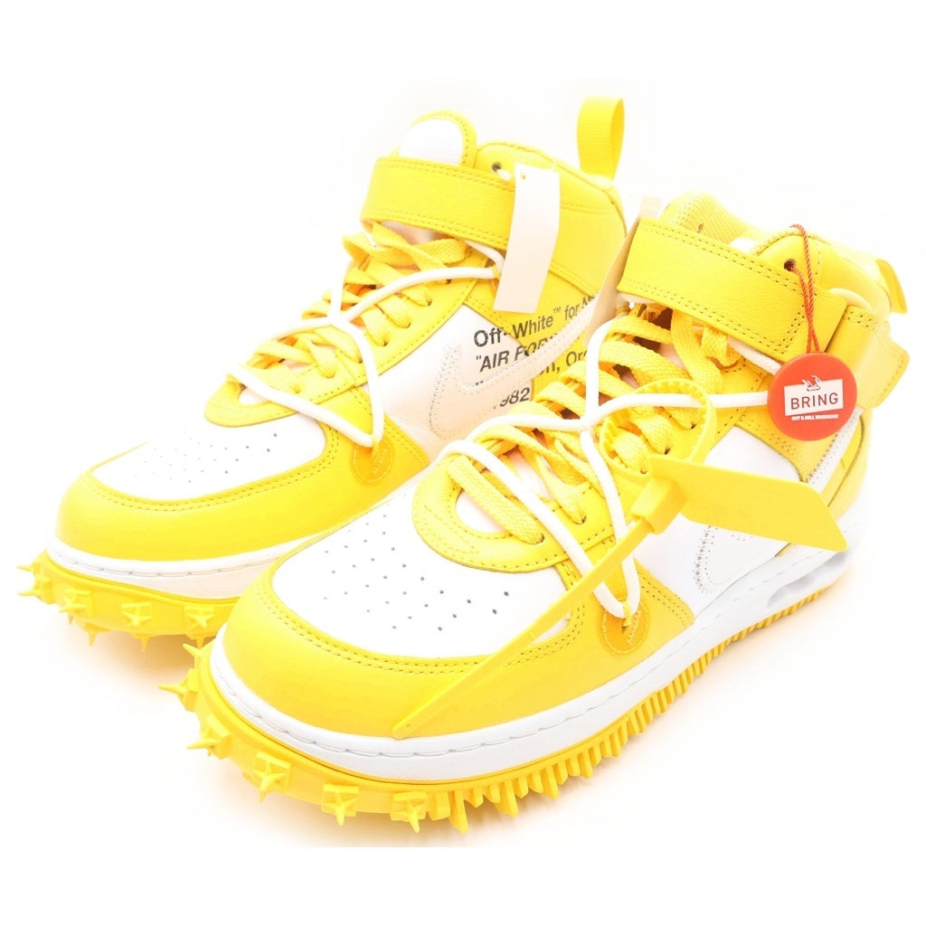 NIKE(ナイキ) ×OFF-WHITE AIR FORCE 1 MID SP LTHR オフホワイト エアジョーダン ミッドカットスニーカー ホワイト/イエロー DR0500-101