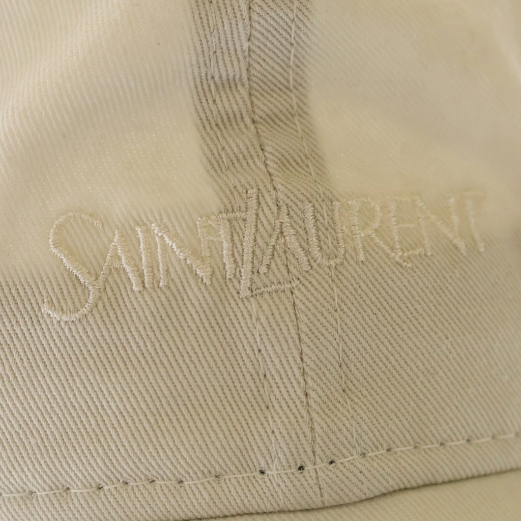 NEW ERA(ニューエラ) ×SAINT LAURENT PARIS 9TWENTY サンローラン ロゴ刺繍 6パネル ベースボールキャップ 帽子 ベージュ 801524 YCL36
