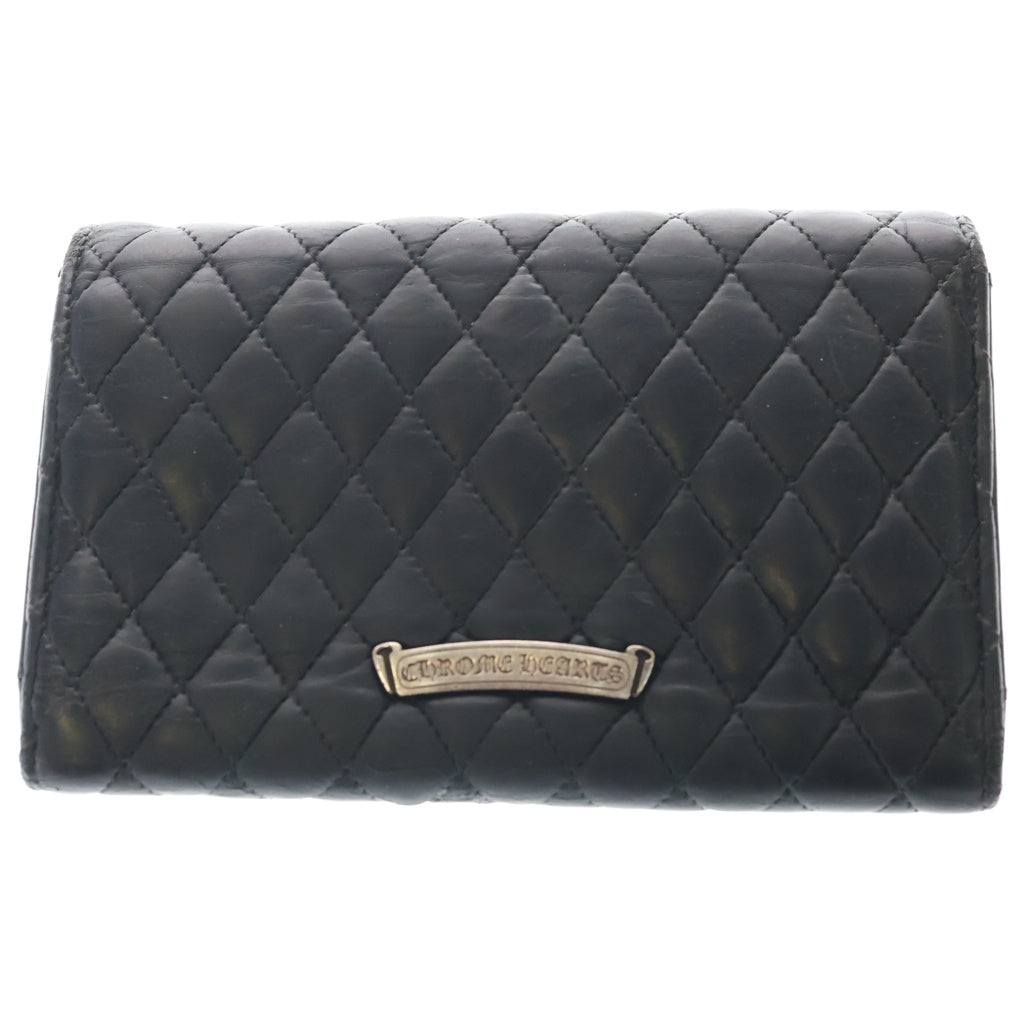 CHROME HEARTS(クロムハーツ) WAVE4 QLT 3SNP #4ウェーブキルティングレザーウォレット 財布 ブラック/シルバー