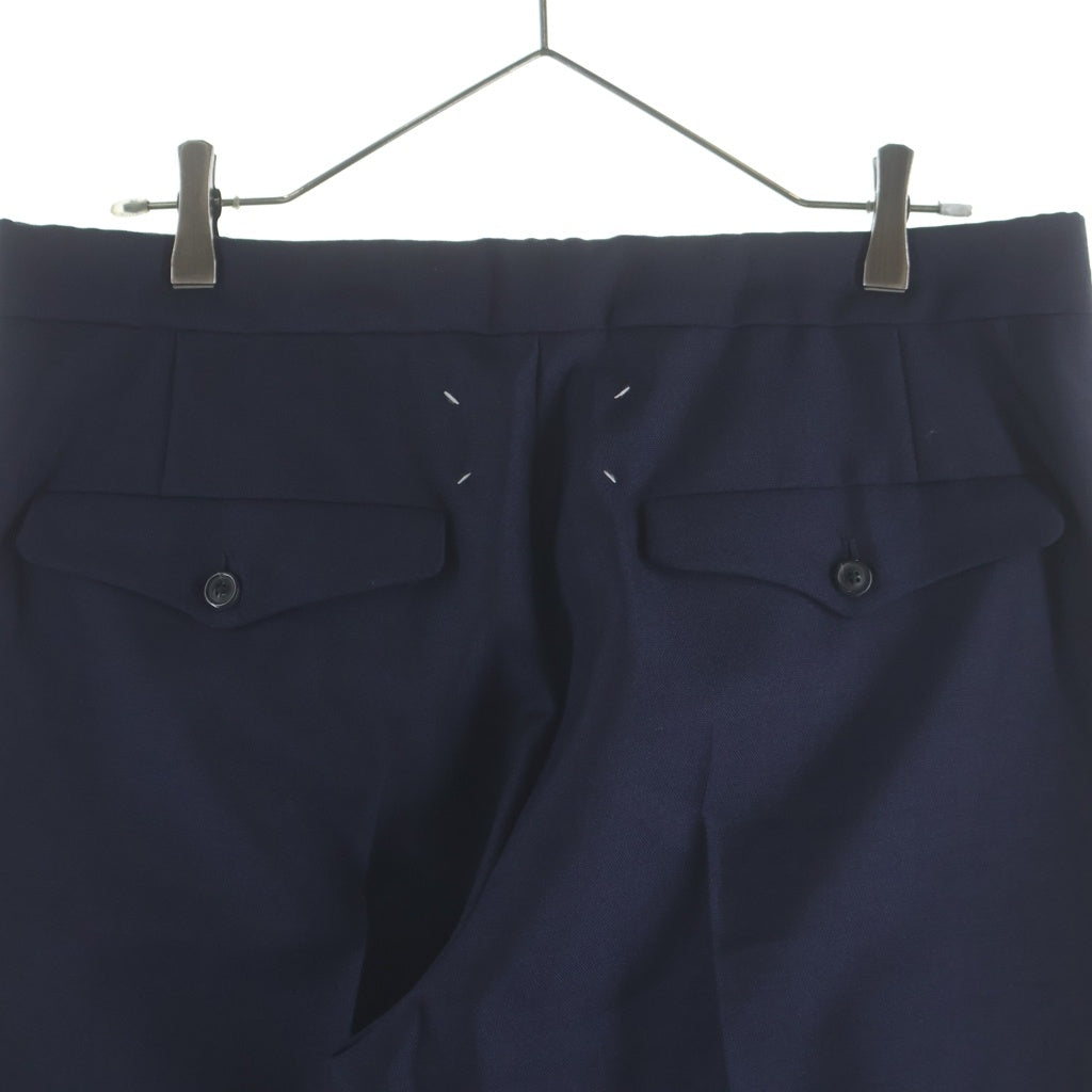 Maison Margiela(メゾンマルジェラ) 23AW モヘヤ混 バックル装飾ウールスラックスパンツ ネイビー SI1KA0006 S49892