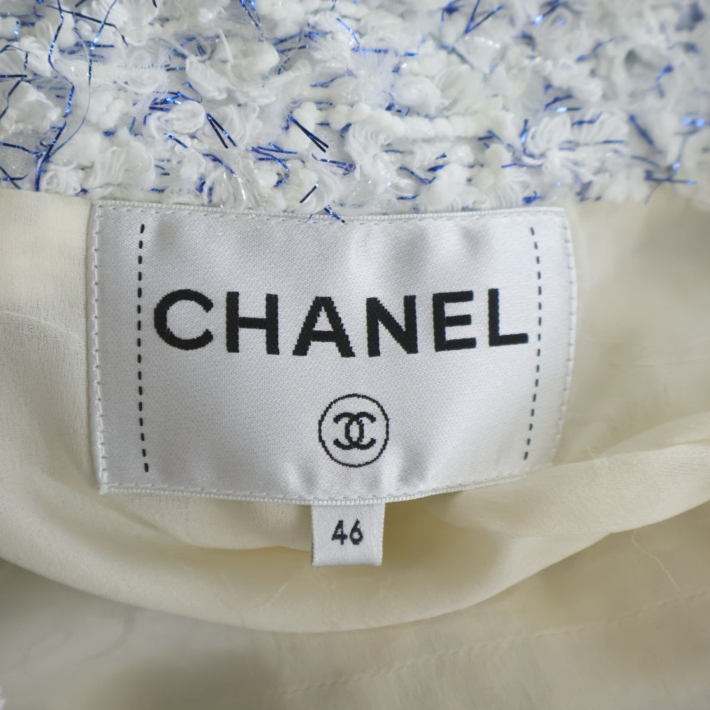 CHANEL(シャネル) ファンタジー ツイード ノーカラージャケット ホワイト P58782V44580 レディース