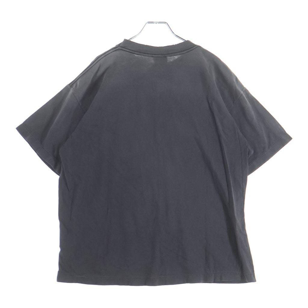 SAINT MICHAEL(セントマイケル) 25SS SS TEE SAINT ALPHA VINTAGE加工 セントアルファ フロントプリント クルーネック 半袖Tシャツ カットソー ブラック SM-HR1-0000-012