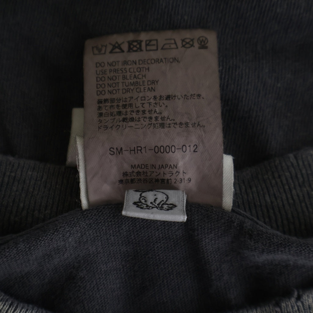SAINT MICHAEL(セントマイケル) 25SS SS TEE SAINT ALPHA VINTAGE加工 セントアルファ フロントプリント クルーネック 半袖Tシャツ カットソー ブラック SM-HR1-0000-012