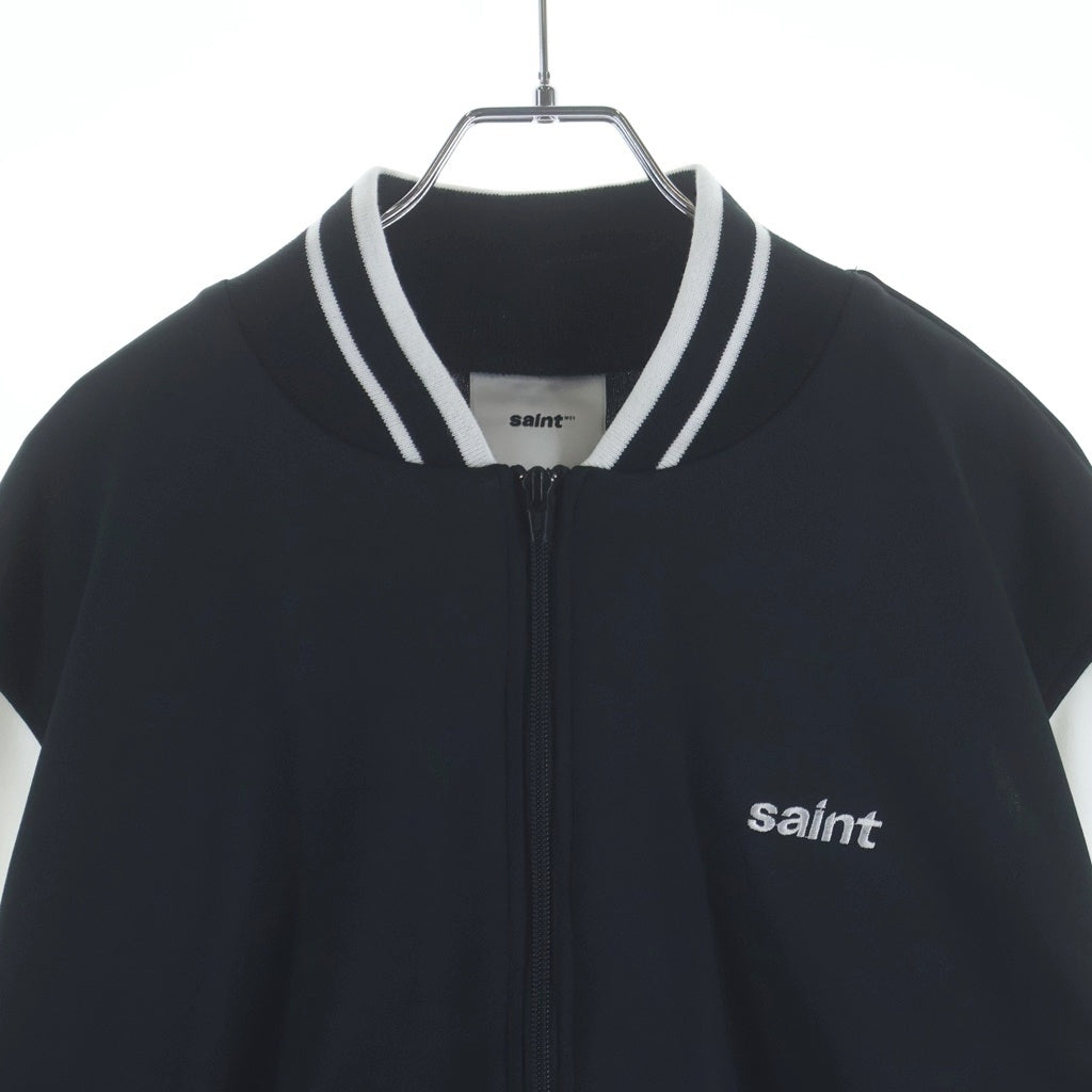 SAINT MICHAEL(セントマイケル) 26SS TRACK JACKET ロゴ刺繍 バイカラー ポリエステル トラックジャケット ブラック/ホワイト SM-MK8-0000-074