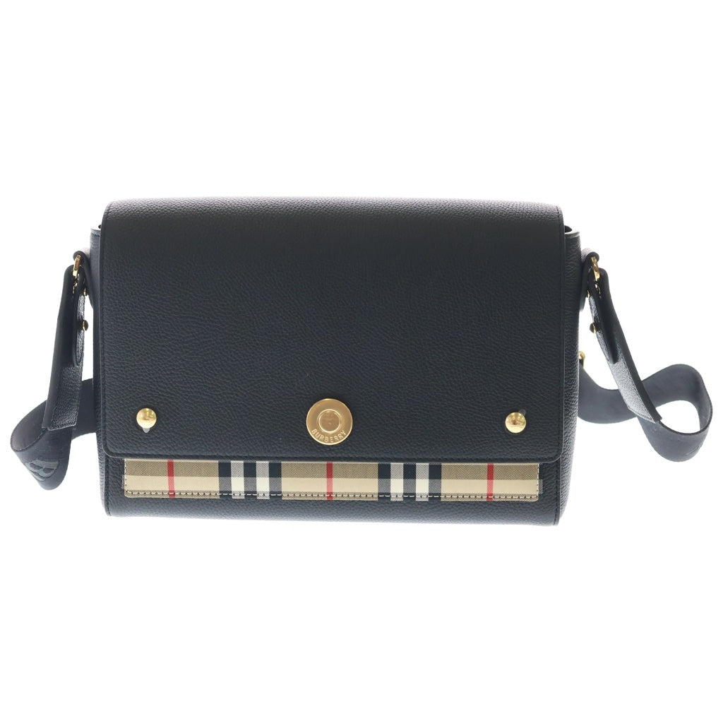 BURBERRY(バーバリー) Note Bag ノートバッグ ノバチェック レザー ショルダーバッグ ブラック/ベージュ 8106351 レディース