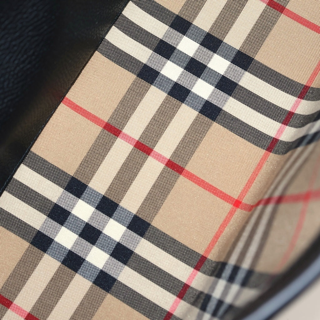 BURBERRY(バーバリー) Note Bag ノートバッグ ノバチェック レザー ショルダーバッグ ブラック/ベージュ 8106351 レディース