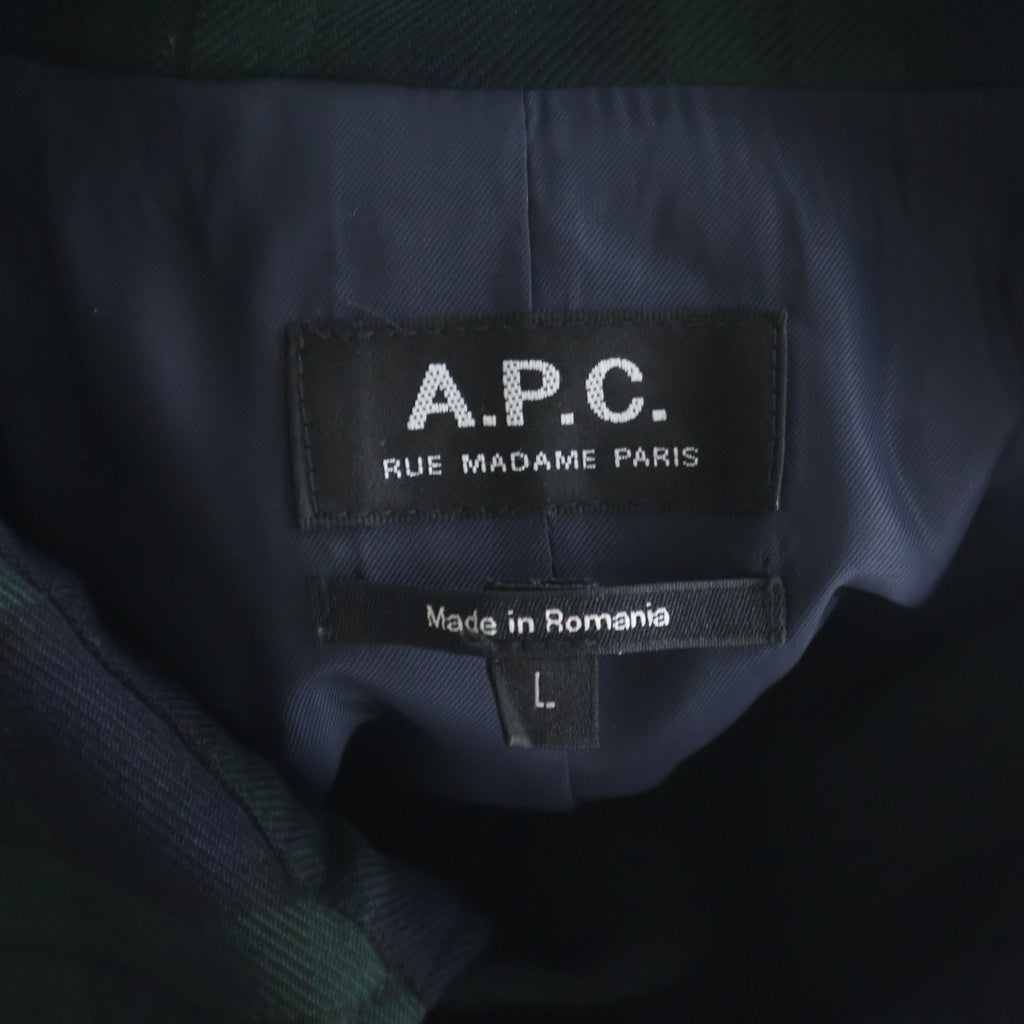 A.P.C(アーペーセー) ブラックウォッチ チェック ステンカラーコート グリーン/ブラック