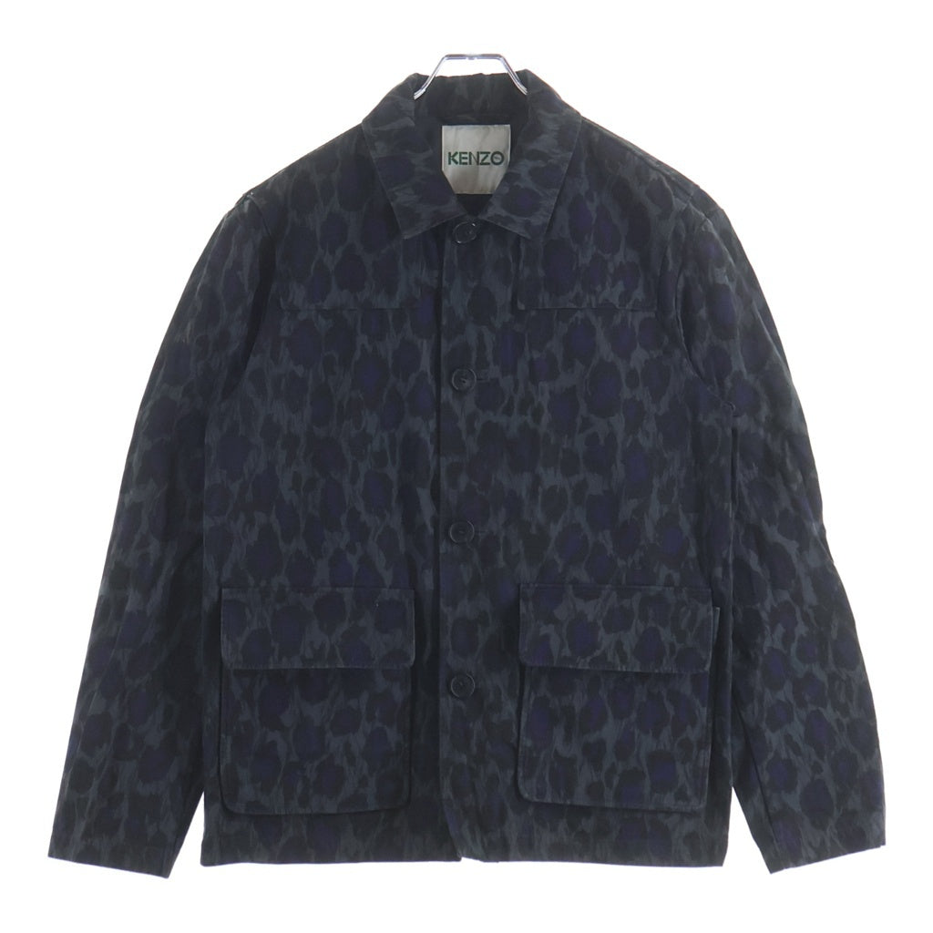 KENZO(ケンゾー) レオパード柄 リップストップ コットンジャケット グレー/パープル F865VE3381SB