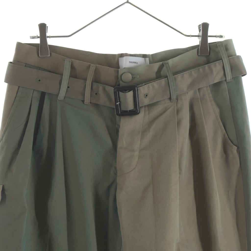 SUGARHILL(シュガーヒル) 20SS CHAMBRAY TRIPLE PLEATED TROUSERS シャンブレー トリプル プリーツド トラウザーズパンツ カーキ 20SSPT05