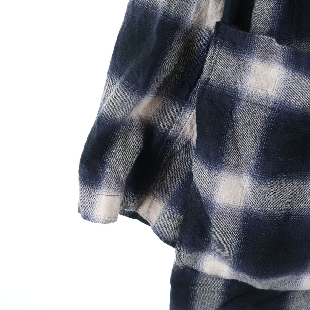 John UNDERCOVER(ジョン アンダーカバー) 17SS オンブレチェック フードドッキング ロングシャツコート ジャケット ネイビー/ブラック JUS4304
