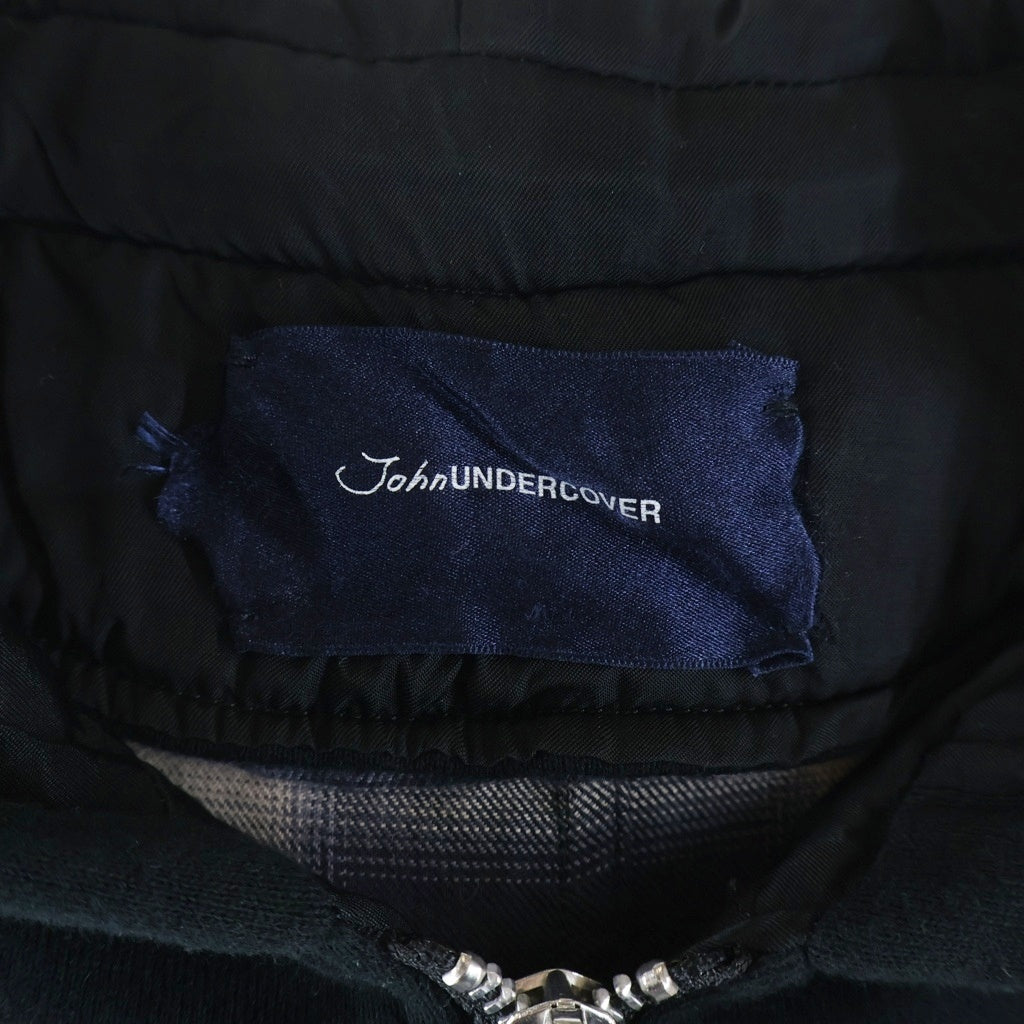 John UNDERCOVER(ジョン アンダーカバー) 17SS オンブレチェック フードドッキング ロングシャツコート ジャケット ネイビー/ブラック JUS4304