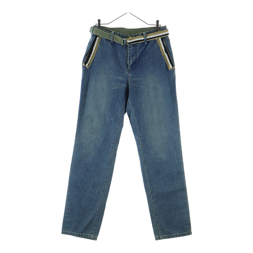 Sacai サカイ 17SS ベルテッド コットン ワイドデニムパンツ インディゴ 17-01407M Sacai(サカイ) 17SS ベルテッド コットン ワイドデニムパンツ