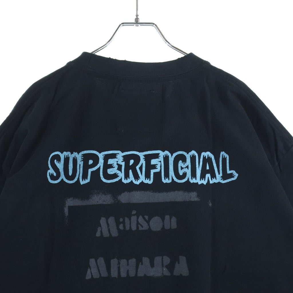 MAISON MIHARAYASUHIRO(メゾンミハラヤスヒロ) 23SS SHIRT LAYERED TEE シャツレイヤード クルーネック半袖Tシャツ カットソー ブラック/ブラウン A10TS641