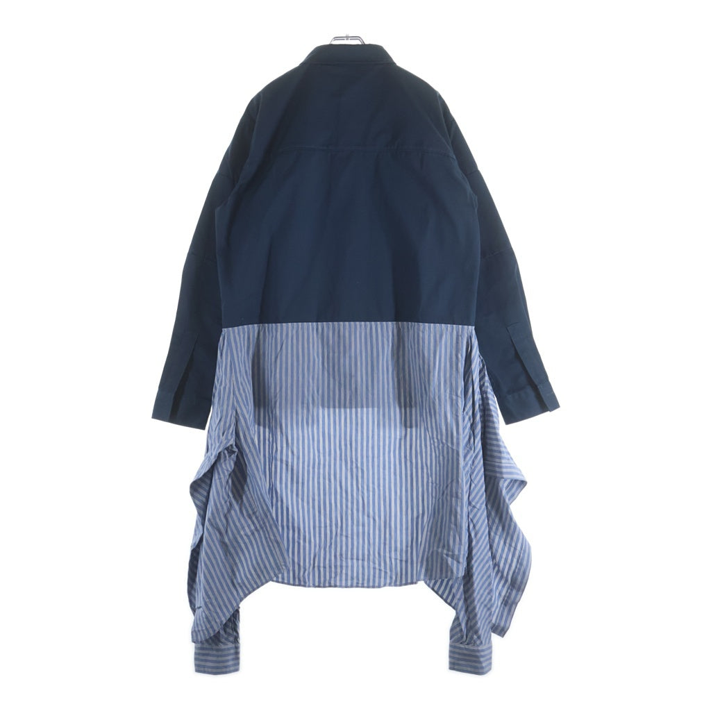 AMBUSH(アンブッシュ) ストライプシャツドッキング コットン混 ワークシャツジャケット ネイビー BMGA002F20FAB001