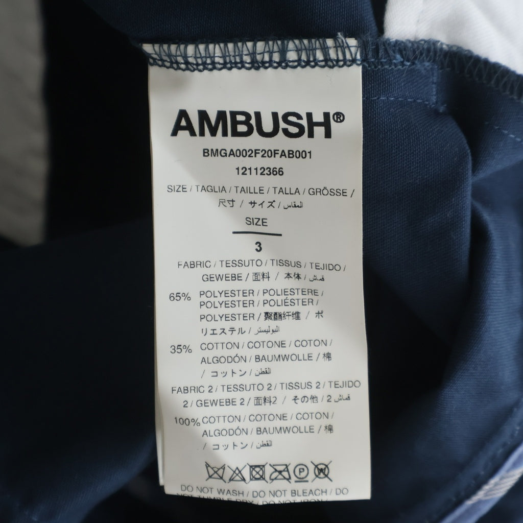 AMBUSH(アンブッシュ) ストライプシャツドッキング コットン混 ワークシャツジャケット ネイビー BMGA002F20FAB001