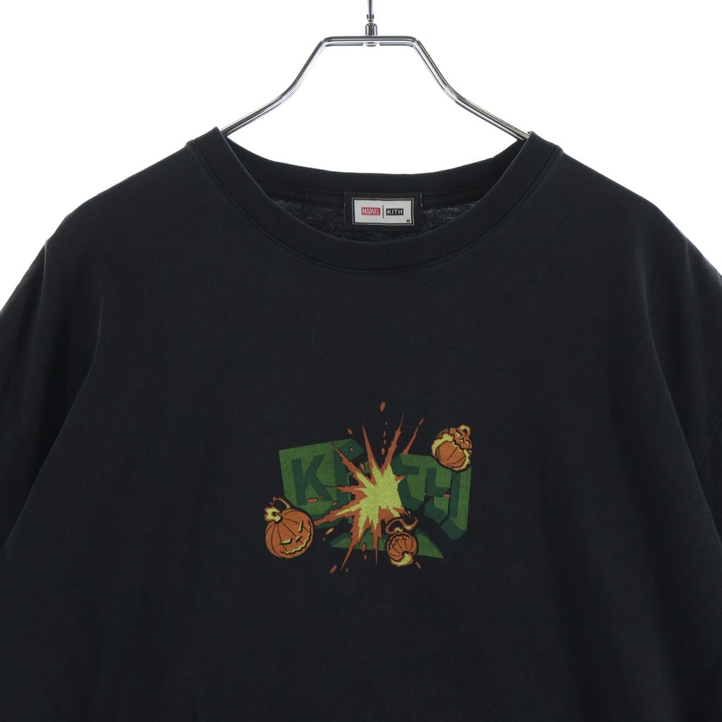 KITH(キス) ×MARVEL GREEN GOBLIN TEE マーベル グリーンゴブリン加工 クルーネック半袖Tシャツ カットソー ブラック KHM032521