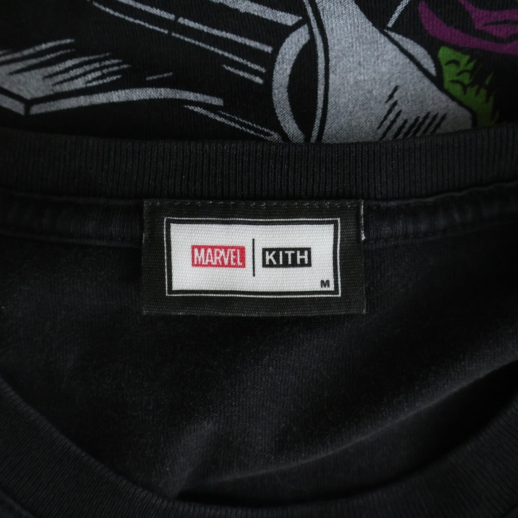 KITH(キス) ×MARVEL GREEN GOBLIN TEE マーベル グリーンゴブリン加工 クルーネック半袖Tシャツ カットソー ブラック KHM032521