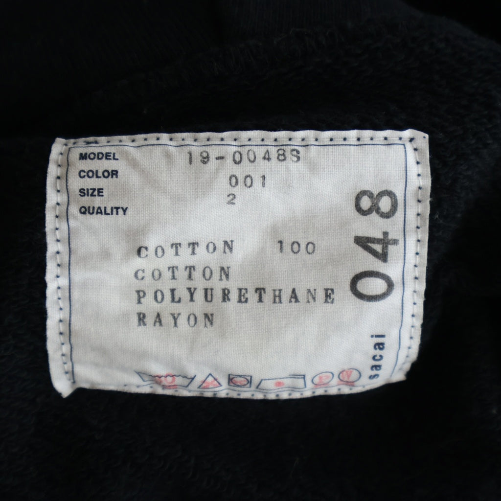 Sacai(サカイ) 19SS ×Dr.Woo Side Zip Hoodie ドクターウー サイドジップ プルオーバーフーディー パーカー ブラック 19-0048S